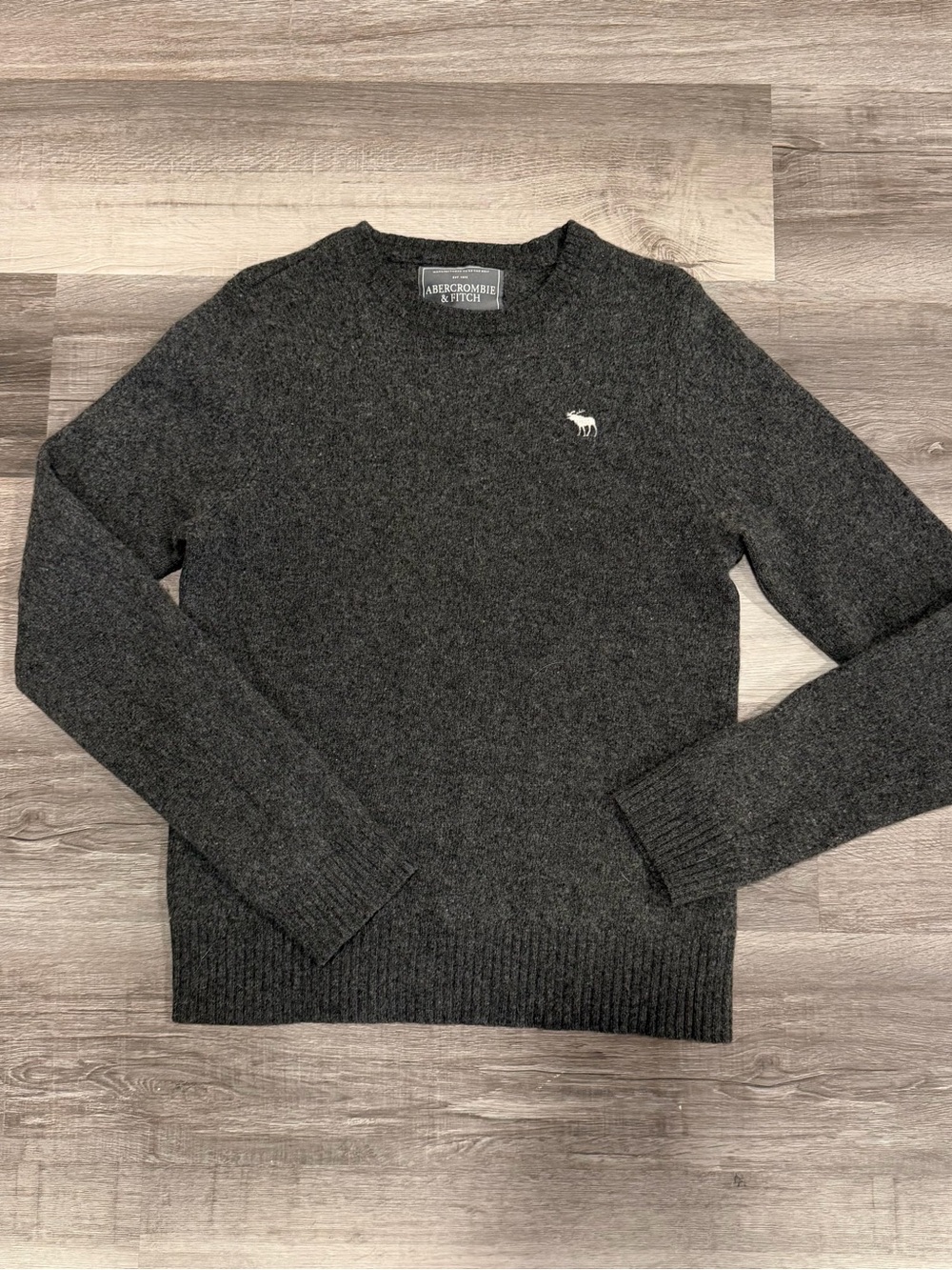Abercrombie & Fitch Mens Charcoal Grey Cashmere Wool Blend Sweater Muscle Fit Md